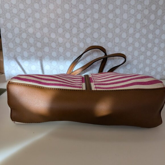 Tommy Hilfiger Women's Pink & White Stripe Satchel With Zips - Picture 11 of 14